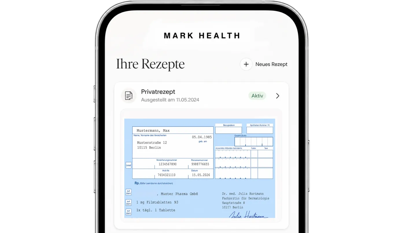 Privatrezept in der Mark Health App